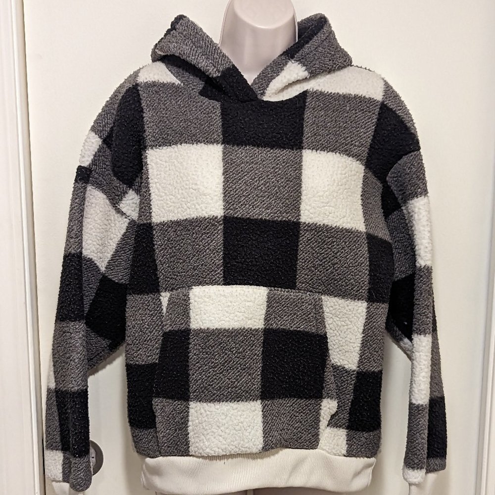 Women's American Eagle Sherpa Fleece Black and White Checkered Size Small